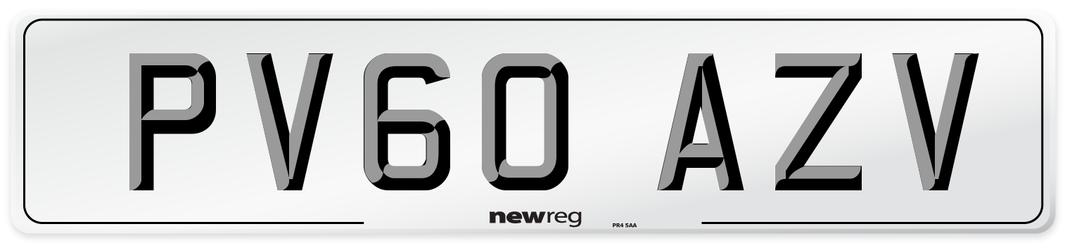PV60 AZV Number Plate from New Reg